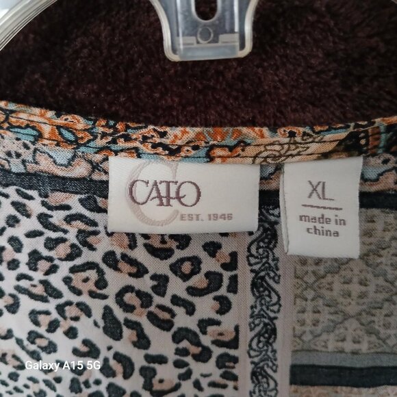 Cato Long, multi print, open front, sleeveless cardigan XL - Picture 4 of 6